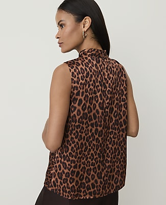 Petite Animal Print Draped Cowl Neck Top