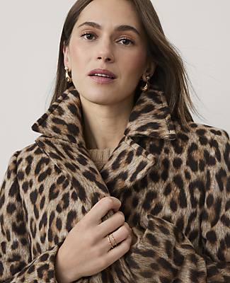 Animal Print Fitted Double Breasted Coat