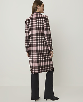 Petite Plaid Long Chesterfield Coat