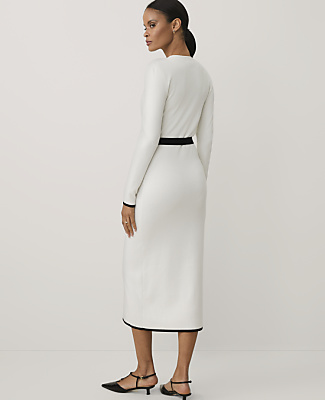 Tipped Button Sweater Dress