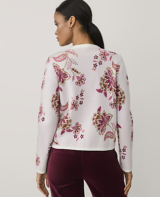 Petite Floral Jacquard Sweater Jacket
