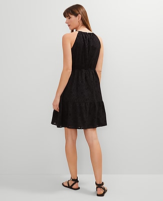 Eyelet Halter Flare Dress