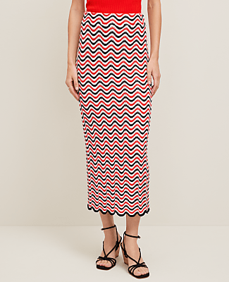 Petite Striped Crochet Sweater Skirt