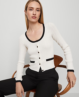 Contrast Trim Cardigan