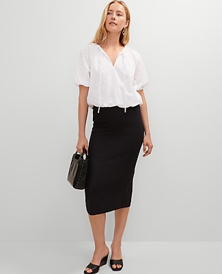 Eyelet Bubble Hem Blouse