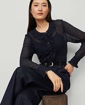 Lace Ruffle Trim Blouse