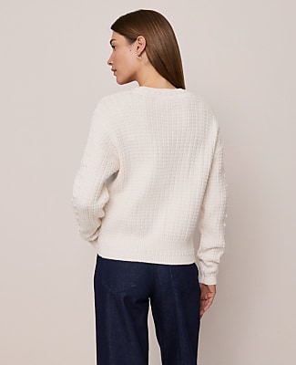 Weekend Popcorn-Stitch Cable Sweater