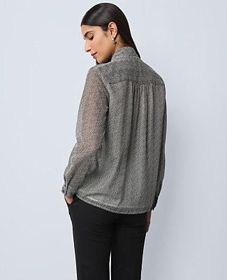Herringbone Bow Blouse