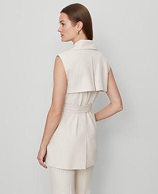 Petite Striped Trench Vest