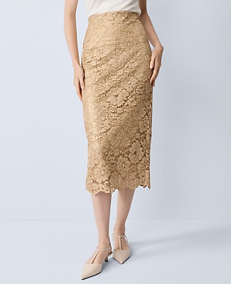 Lace Column Midi Skirt
