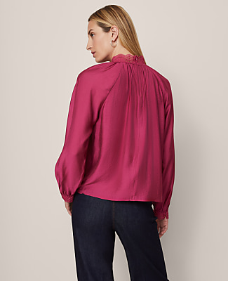 Petite Lace Trim Blouse
