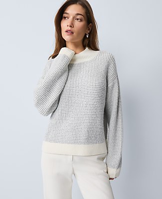 Metallic Waffle Knit Sweater
