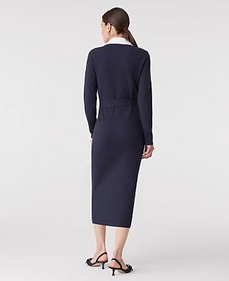 Layered Belted Sweater Midi Dress