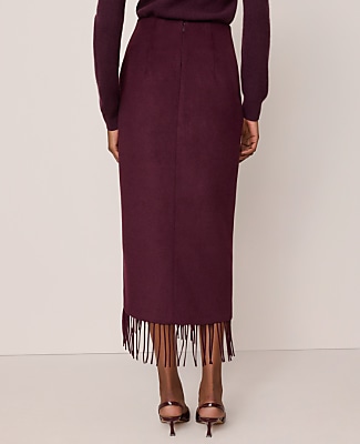 Petite Fringe Midi Wrap Skirt