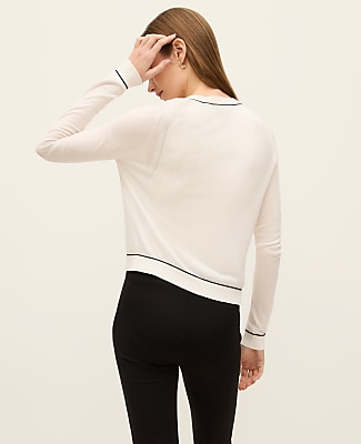 Tipped Crew Neck Cardigan