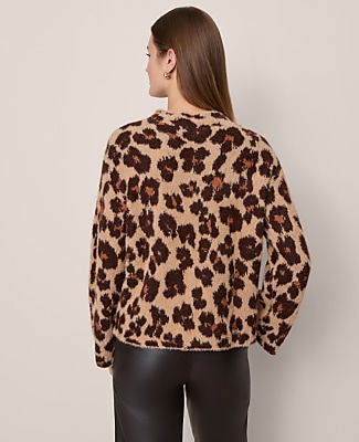 Animal Print Mock Neck Sweater