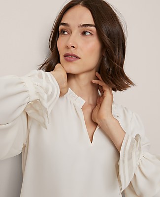 Petite Ruffle Neck Blouse