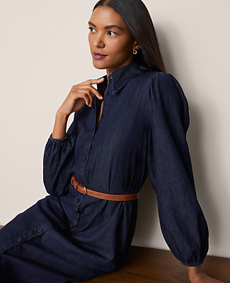 Petite Chambray Column Midi Dress