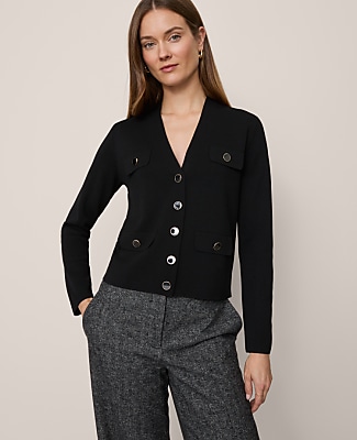 Petite V-Neck Sweater Jacket