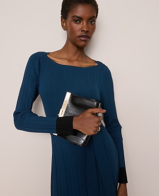Color Block Ribbed Sweater Dress
