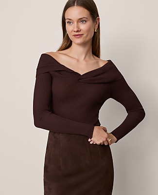 Petite Twisted Off-The-Shoulder Sweater