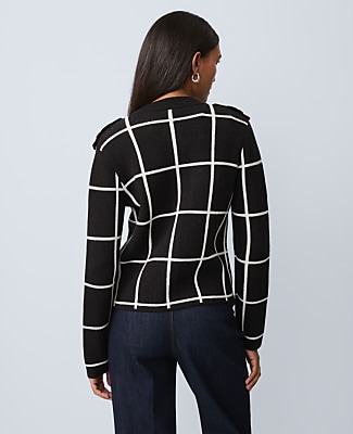 Petite Windowpane Utility Sweater Jacket