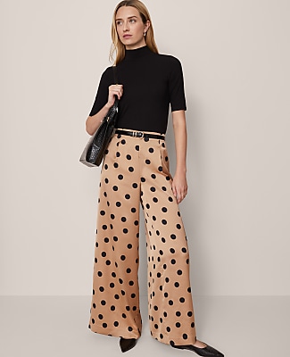 The Petite Dotted Dramatic Wide-Leg Satin Pant