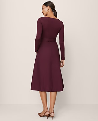 Petite Mixed Media Flare Midi Dress