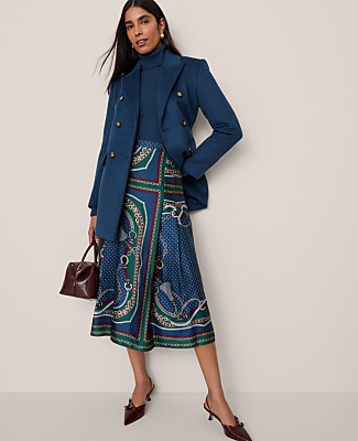 Petite Chain Link Satin Wrap Midi Skirt