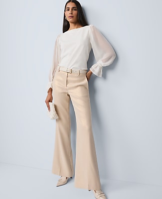 Mixed Media Pleated Sleeve Top