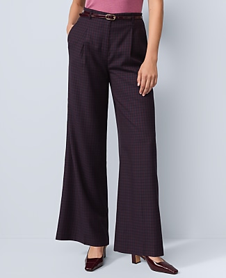 Studio Collection Belted Wide-Leg Pant in Plaid
