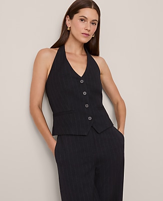 Ann Taylor The Halter Vest in Pinstripe