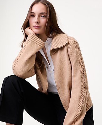 Weekend Contrast Stitch Sweater Jacket