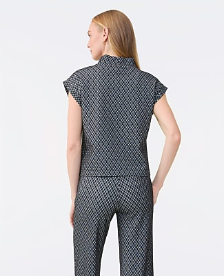 Plaid Ponte Mock Neck Top