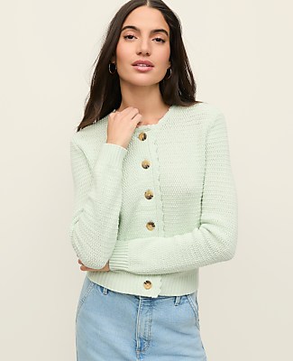 Ann Taylor Scalloped Trim Cardigan