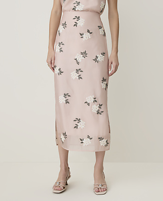 Sequin Embellished Midi Skirt in Organza