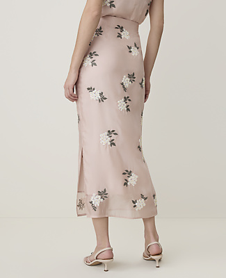 Sequin Embellished Midi Skirt in Organza