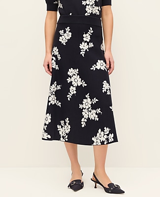 Floral Jacquard Midi Skirt