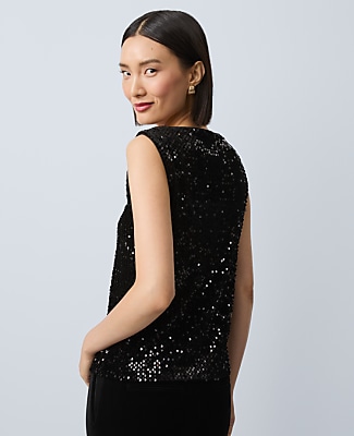 Petite Sequin Velvet Tank Top