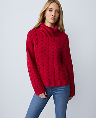Petite Weekend Cable Turtleneck Sweater