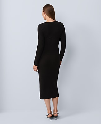 Petite Wrap Effect Sweater Sheath Dress