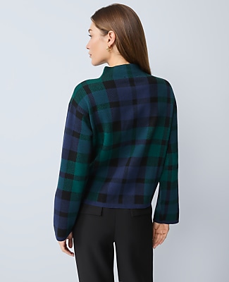 Petite Plaid Mock Neck Sweater