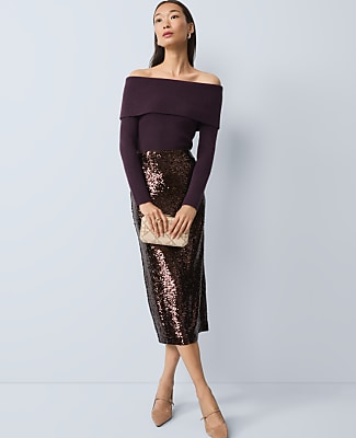 Ribbed Off-The-Shoulder Sweater