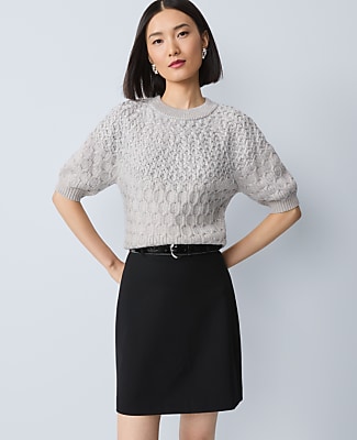 Petite Shimmer Cable Sweater Tee