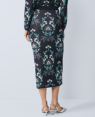 Petite Floral Jacquard Sweater Skirt