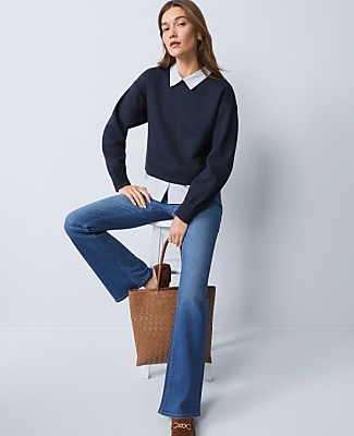 Weekend Collection Layered Mix Media Sweatshirt