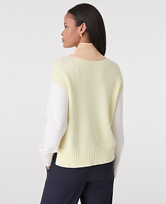 Petite Colorblock Mock Neck Sweater