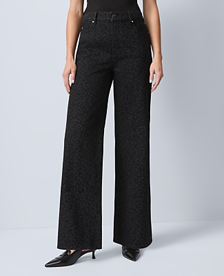 The Petite Wide-Leg Jean in Animal Print