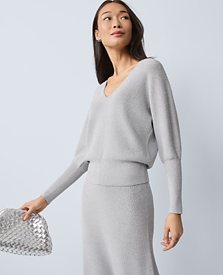 Petite Metallic Ribbed Sweater