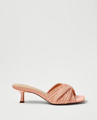 Straw Kitten Heel Mule Sandal
